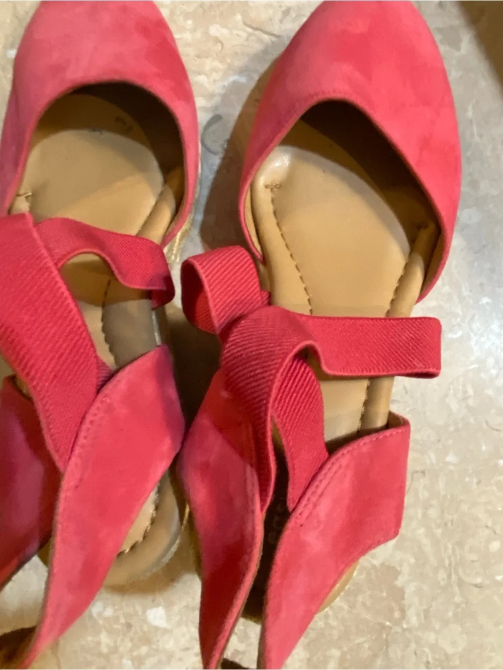 Easy Spirit Coral Espadrille Crisscross Ankle-Strap Flats